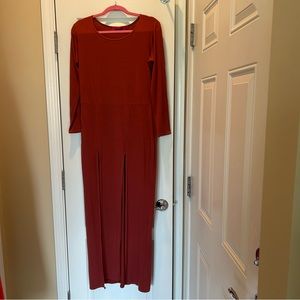 Burnt orange long sleeve maxi dress by boohoo.